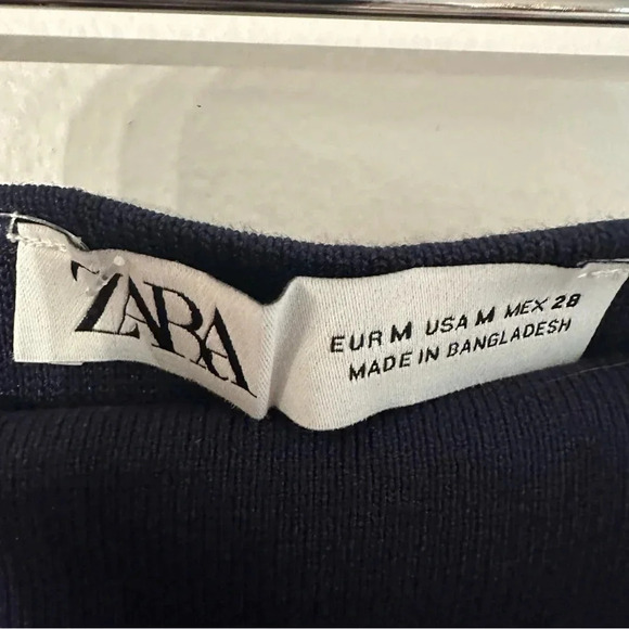 Zara Women's Navy Strapless Flowy Tunic Tube Top Size M NWOT - Picture 5 of 7